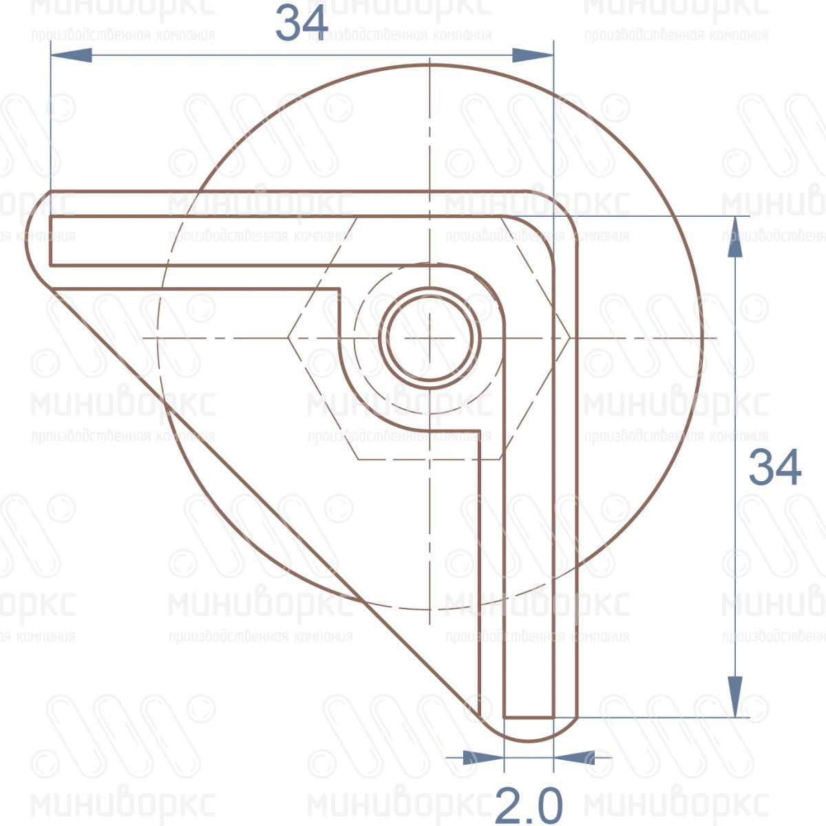 Комплекты опор для уголков и резьбовых опор 34x34 – U34-34M8.D40x25 | картинка 6