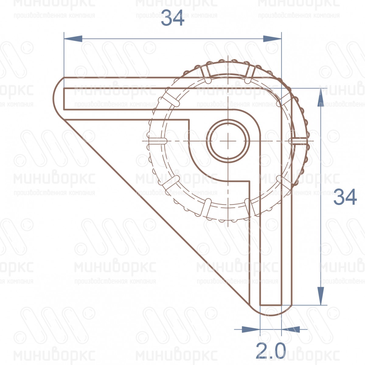 Комплекты опор для уголков и резьбовых опор 34x34 – U34-34M8.D32x35 | картинка 6