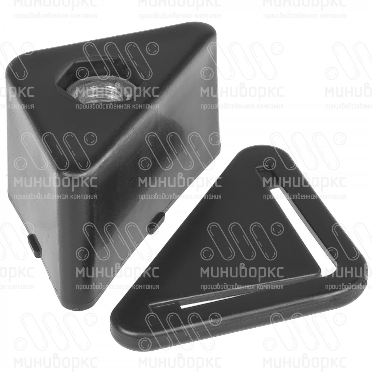 Комплект опоры под уголок 38х38, 40х40 мм и опоры с основанием Ø40 мм, под ключ 22, цвет черный – U40-40M10.D40x25 - 7